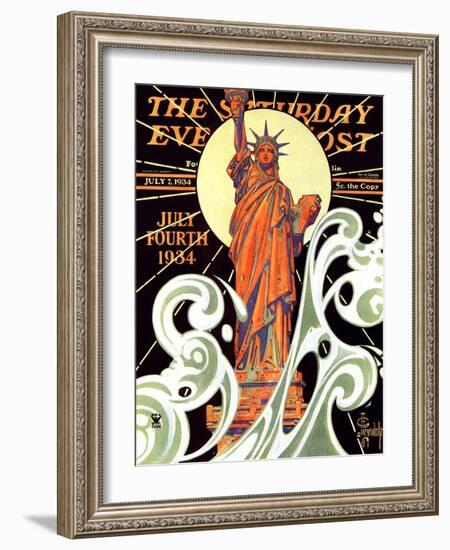 "Statue of Liberty," Saturday Evening Post Cover, July 7, 1934-Joseph Christian Leyendecker-Framed Giclee Print