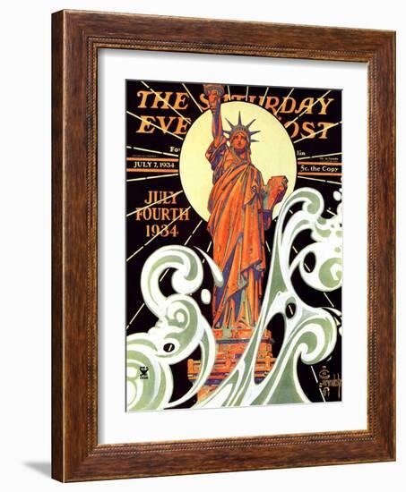 "Statue of Liberty," Saturday Evening Post Cover, July 7, 1934-Joseph Christian Leyendecker-Framed Giclee Print