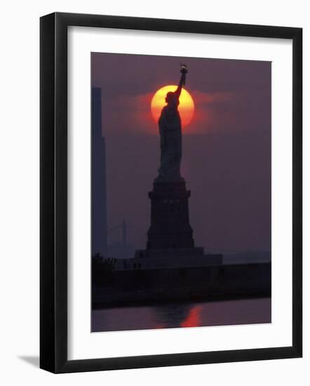 Statue of Liberty, Sunset, NYC-Kurt Freundlinger-Framed Photographic Print