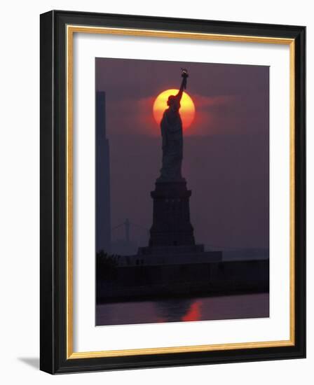 Statue of Liberty, Sunset, NYC-Kurt Freundlinger-Framed Photographic Print