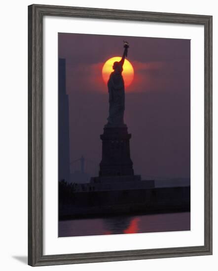 Statue of Liberty, Sunset, NYC-Kurt Freundlinger-Framed Photographic Print