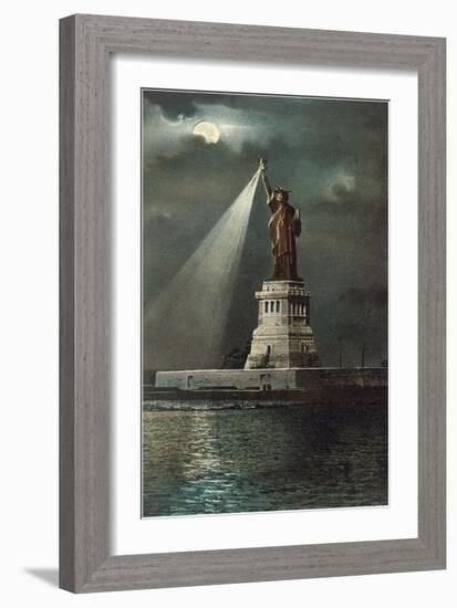 Statue of Liberty, Torch Spotlight-null-Framed Art Print