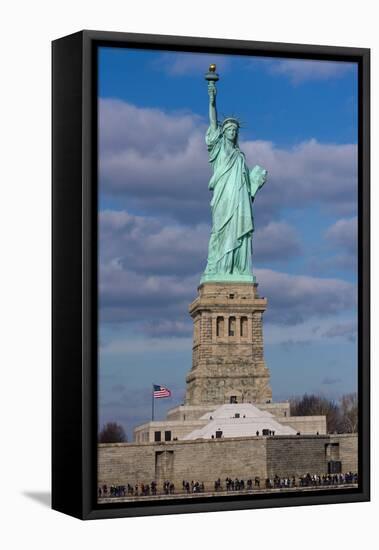 Statue Of Liberty with city in the background, Manhattan, New York City, New York State, USA-null-Framed Premier Image Canvas