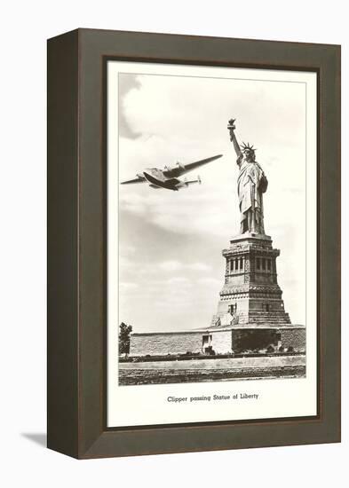 Statue of Liberty with Clipper, New York City-null-Framed Stretched Canvas