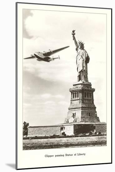 Statue of Liberty with Clipper, New York City-null-Mounted Art Print