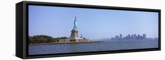 Statue of Liberty with Manhattan Skyline in the Background, Liberty Island, New York City, New Y...-null-Framed Premier Image Canvas