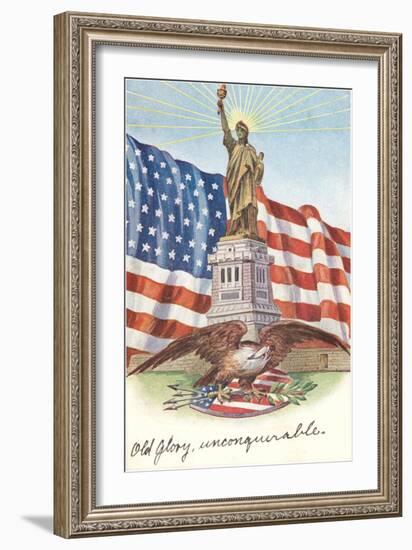 Statue of Liberty with Patriotic Motifs-null-Framed Premium Giclee Print