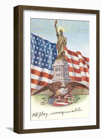 Statue of Liberty with Patriotic Motifs-null-Framed Premium Giclee Print