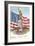 Statue of Liberty with Patriotic Motifs-null-Framed Premium Giclee Print