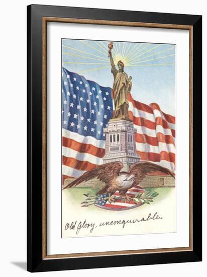 Statue of Liberty with Patriotic Motifs-null-Framed Premium Giclee Print