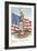 Statue of Liberty with Patriotic Motifs-null-Framed Premium Giclee Print