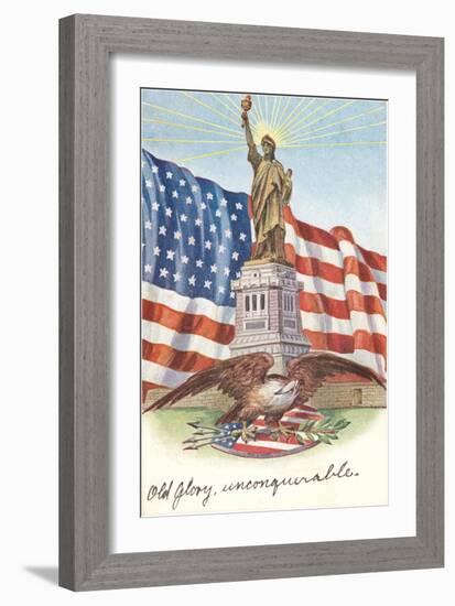 Statue of Liberty with Patriotic Motifs-null-Framed Art Print