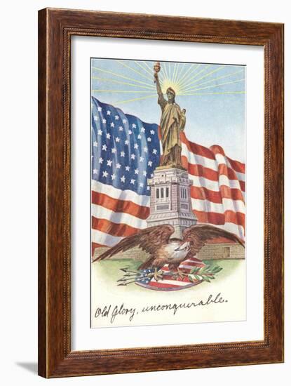 Statue of Liberty with Patriotic Motifs-null-Framed Art Print