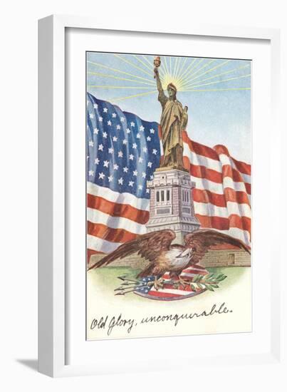 Statue of Liberty with Patriotic Motifs-null-Framed Art Print