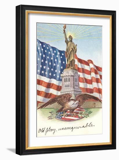 Statue of Liberty with Patriotic Motifs-null-Framed Art Print