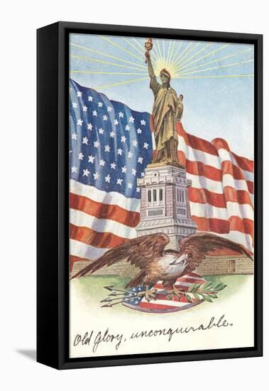 Statue of Liberty with Patriotic Motifs-null-Framed Stretched Canvas