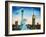 Statue of Liberty with view of NEW YORK-Martina Bleichner-Framed Art Print