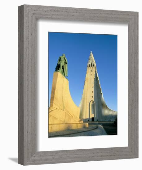 Statue of Liefer Eriksson and Hallgrimskikja Church, Reykjavik, Iceland, Polar Regions-Simon Harris-Framed Photographic Print