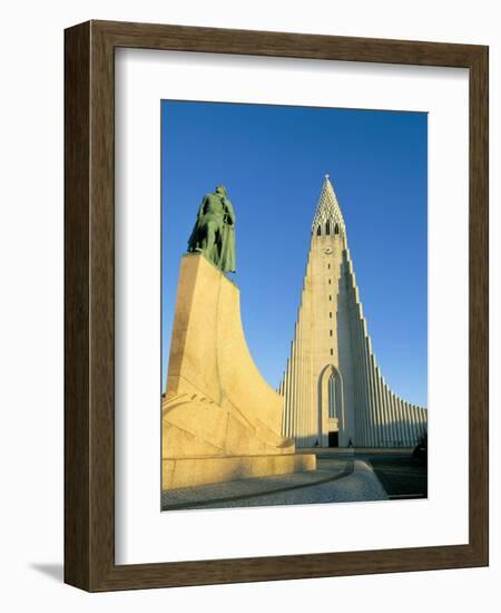 Statue of Liefer Eriksson and Hallgrimskikja Church, Reykjavik, Iceland, Polar Regions-Simon Harris-Framed Photographic Print