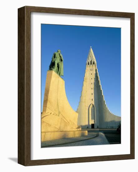 Statue of Liefer Eriksson and Hallgrimskikja Church, Reykjavik, Iceland, Polar Regions-Simon Harris-Framed Photographic Print