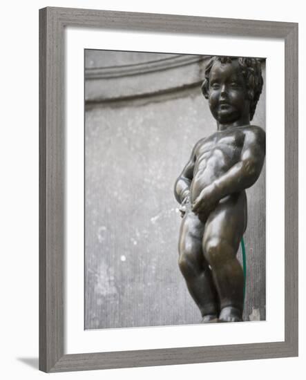 Statue of Manneken Pis Fountain, Brussels, Belgium, Europe-Martin Child-Framed Photographic Print