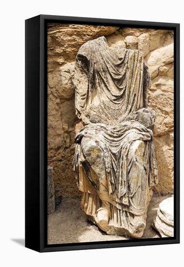 Statue of Marcus Aurelius, Roman ruins, Dougga Archaeological Site, Tunisia-Nico Tondini-Framed Premier Image Canvas