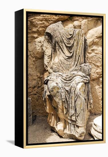 Statue of Marcus Aurelius, Roman ruins, Dougga Archaeological Site, Tunisia-Nico Tondini-Framed Premier Image Canvas