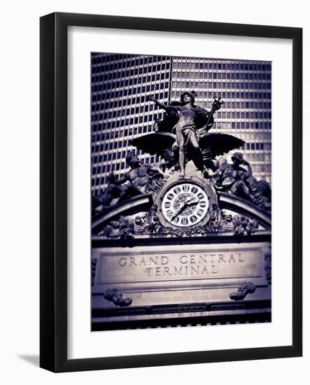 Statue of Mercury and Clock on the 42nd Street Facade of Grand Central Terminus Station, Manhattan,-Gavin Hellier-Framed Photographic Print