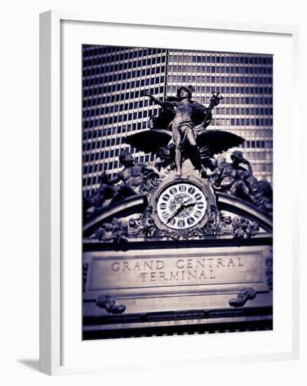 Statue of Mercury and Clock on the 42nd Street Facade of Grand Central Terminus Station, Manhattan,-Gavin Hellier-Framed Photographic Print