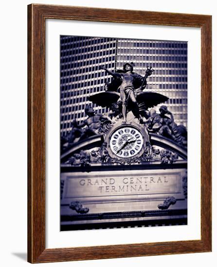 Statue of Mercury and Clock on the 42nd Street Facade of Grand Central Terminus Station, Manhattan,-Gavin Hellier-Framed Photographic Print