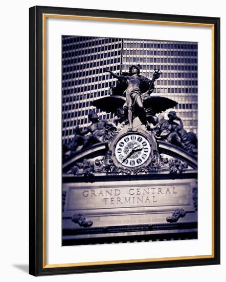 Statue of Mercury and Clock on the 42nd Street Facade of Grand Central Terminus Station, Manhattan,-Gavin Hellier-Framed Photographic Print