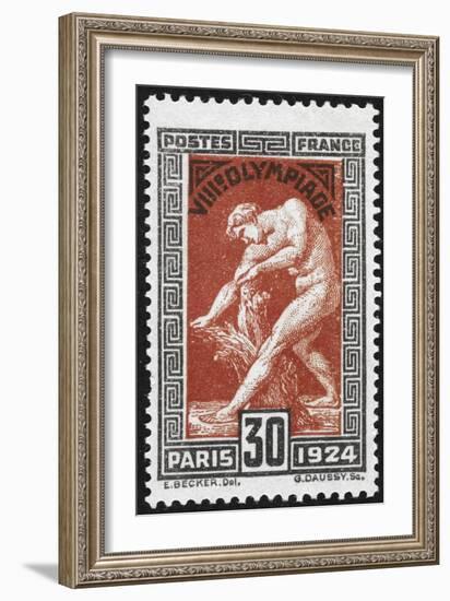 Statue Of Milan De Crotone. France 1924 Olympic Games 30 Centimes, Unused-null-Framed Giclee Print