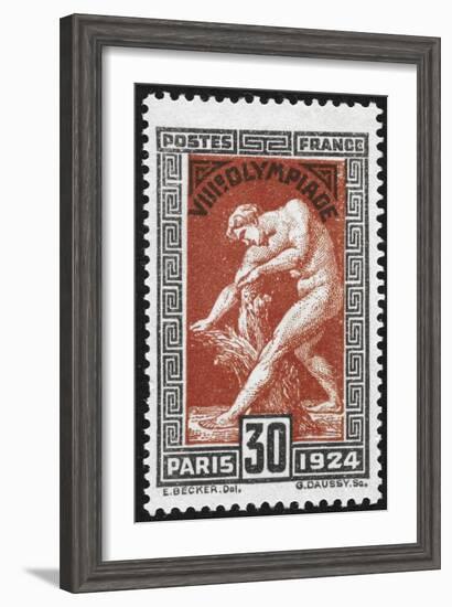 Statue Of Milan De Crotone. France 1924 Olympic Games 30 Centimes, Unused-null-Framed Giclee Print