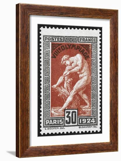 Statue Of Milan De Crotone. France 1924 Olympic Games 30 Centimes, Unused-null-Framed Giclee Print