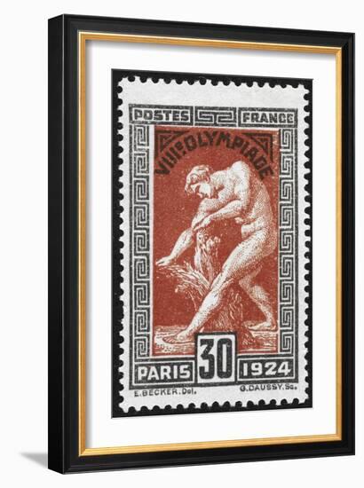 Statue Of Milan De Crotone. France 1924 Olympic Games 30 Centimes, Unused-null-Framed Giclee Print