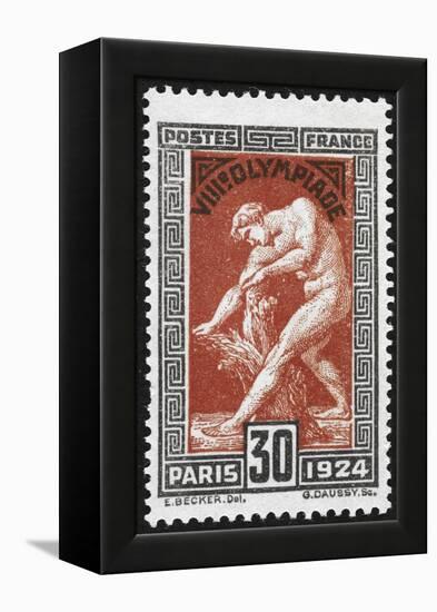 Statue Of Milan De Crotone. France 1924 Olympic Games 30 Centimes, Unused-null-Framed Premier Image Canvas