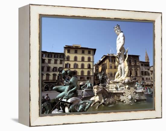 Statue of Neptune, Fonte Del Nettuno in the Piazza Della Signoria, Florence, Italy-Peter Thompson-Framed Premier Image Canvas