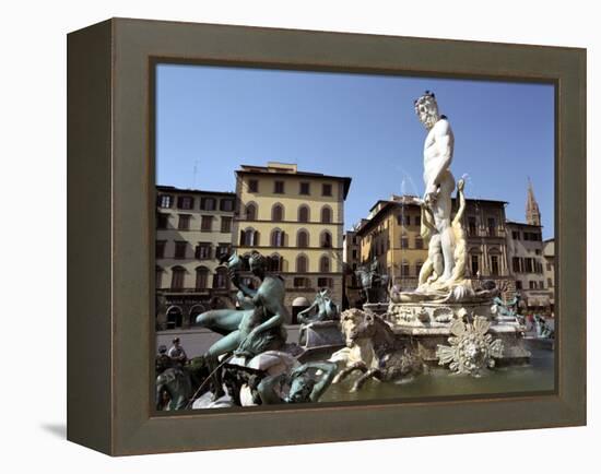 Statue of Neptune, Fonte Del Nettuno in the Piazza Della Signoria, Florence, Italy-Peter Thompson-Framed Premier Image Canvas