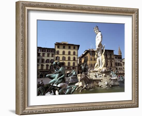 Statue of Neptune, Fonte Del Nettuno in the Piazza Della Signoria, Florence, Italy-Peter Thompson-Framed Photographic Print