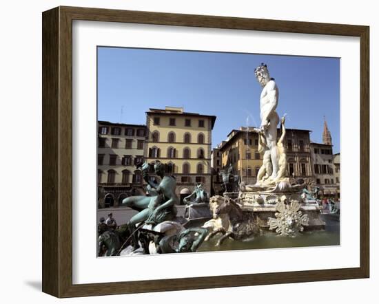 Statue of Neptune, Fonte Del Nettuno in the Piazza Della Signoria, Florence, Italy-Peter Thompson-Framed Photographic Print