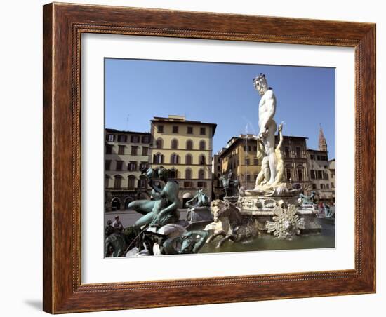 Statue of Neptune, Fonte Del Nettuno in the Piazza Della Signoria, Florence, Italy-Peter Thompson-Framed Photographic Print