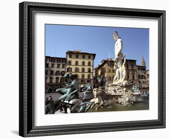 Statue of Neptune, Fonte Del Nettuno in the Piazza Della Signoria, Florence, Italy-Peter Thompson-Framed Photographic Print