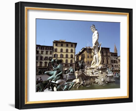 Statue of Neptune, Fonte Del Nettuno in the Piazza Della Signoria, Florence, Italy-Peter Thompson-Framed Photographic Print