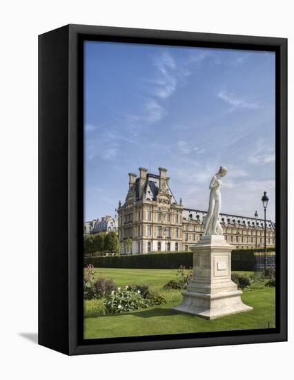 Statue of Nymphe and Louvre Museum, Paris-Raimund Koch-Framed Premier Image Canvas