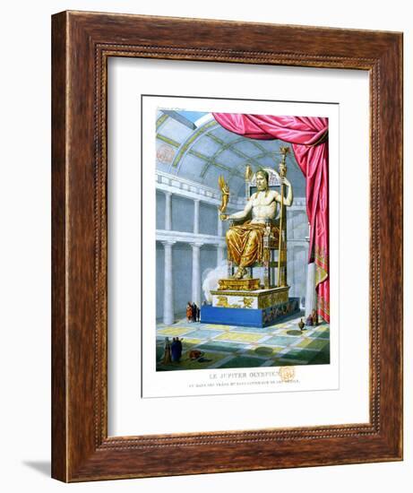 Statue of Olympian Zeus on His Throne Inside His Temple at Olympus, 1814-null-Framed Giclee Print