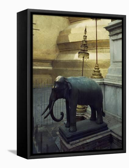 Statue of One of White Elephants at Temple of the Emerald Buddha-null-Framed Premier Image Canvas