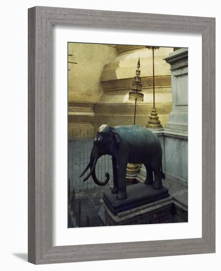 Statue of One of White Elephants at Temple of the Emerald Buddha-null-Framed Photographic Print