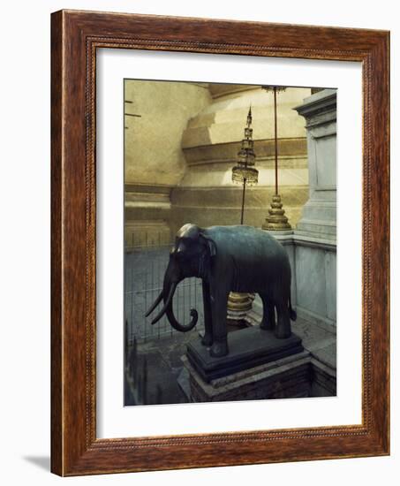 Statue of One of White Elephants at Temple of the Emerald Buddha-null-Framed Photographic Print