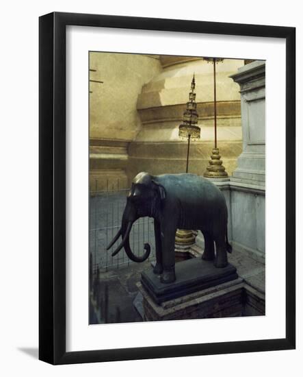 Statue of One of White Elephants at Temple of the Emerald Buddha-null-Framed Photographic Print