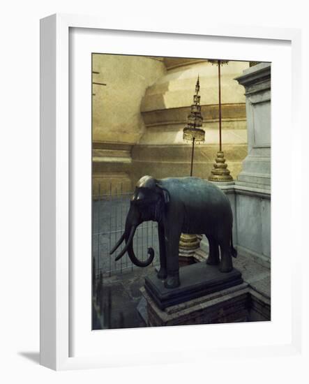 Statue of One of White Elephants at Temple of the Emerald Buddha-null-Framed Photographic Print